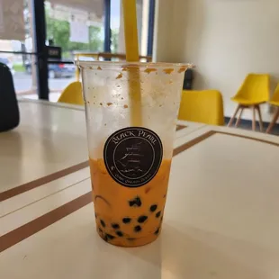 Thai tea with Boba.