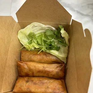 The fried spring rolls are crispy, tasty as fresh fry