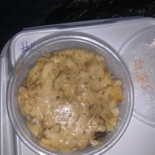 Mac &amp; cheese that taste like charcoal.