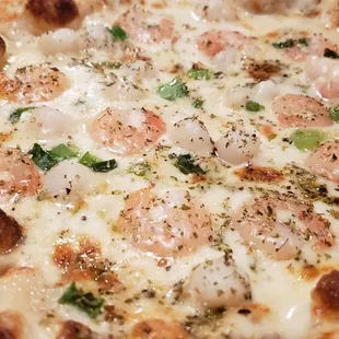 White Seafood Pizza