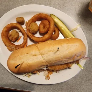 Black Pelican Restaurant Flounder  Po'Bboy. It was absolutely delicious