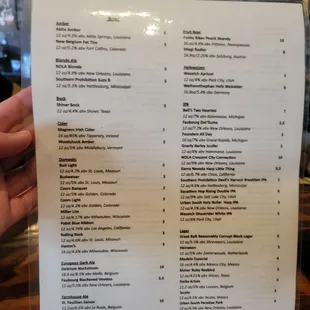 Beer list