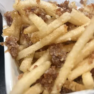 Zoomed in White Truffle &amp; Black Pepper Bacon Fries