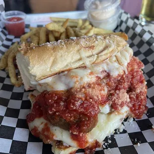 1/2 Meatball Sub with side of fries