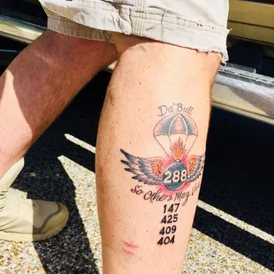 Rescue Swimmer tattoo honoring those lost in the line of duty.