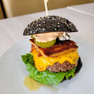 The Black Cheese Fried Burger