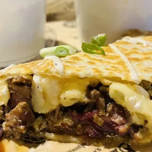 The Friday special for this week. A brisket Mac and cheese quesadilla. Out of this world! (Not on the regular menu)