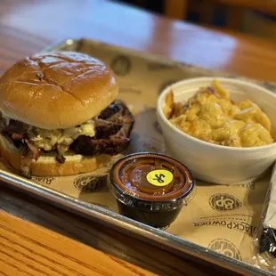 Melt in your mouth brisket sandwich with Gouda Mac &amp; Mac-N-Cheese