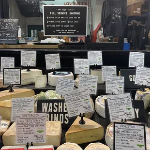 a variety of cheeses