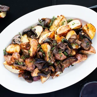 parmesan roasted potatoes &amp; herbed butter mushrooms