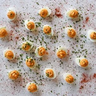 deviled eggs with smoked chili