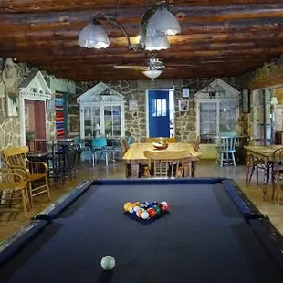 Our dining room/game room is a gathering place, open to all guests.
