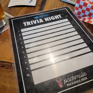 Trivia every other Wednesday. Woo hoo!