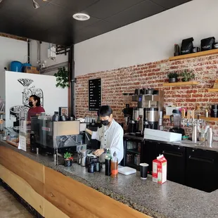 two people working at the counter
