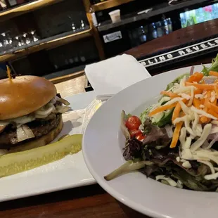 Mushroom burger and side salad
