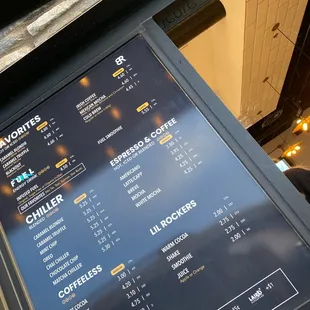 menu and prices