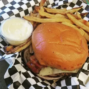 The Cali &amp; fresh cut fries with a side of garlic mayo