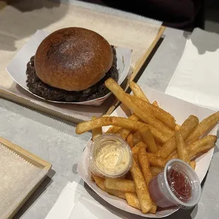 Double patty burger and fries