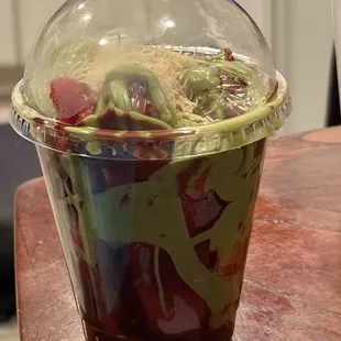 Strawberries with chocolate and pistachio