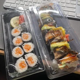 Salmon Maki Roll and Special Dragon Roll