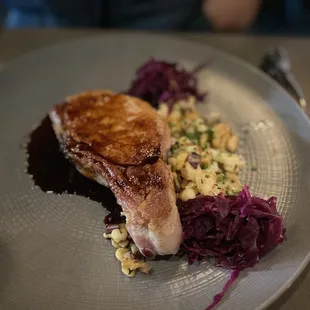 Marin Sun Farma Heritage 13 oz. Pork Chop - Brown Butter Spaetzle - Endive - House-Made Sauerkraut - Pork Jus $48