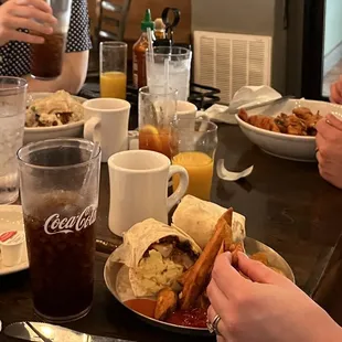 Breakfast burrito; brunch menu