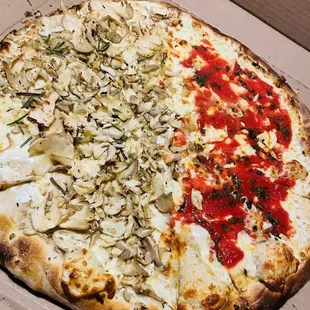 1/2 Oyster Mushroom Pizza &amp; 1/2 Cheese and Sauce Pizza