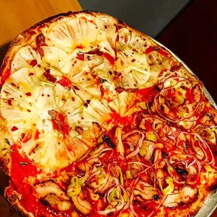 #12. Bacon, Golden Pineapple Pizza  Hot Honey Smoked Chicken Pizza