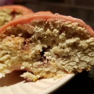 Interior of vegan strawberry scone ($3). Pretty good though the frosting was really sweet.