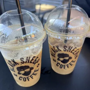 "Gingerbread latte" and iced latte with cold foam