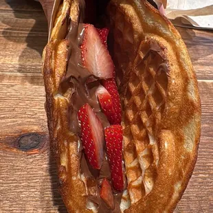 Nutella and strawberry waffle