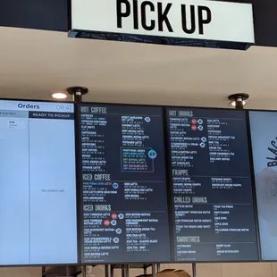 Menu and ordering counter