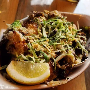 Caesar Fried Brussels Sprouts