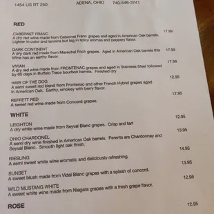 the wine list