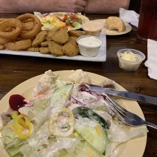 Salad bar is a treat there are not that many around . We drive 30 minutes for the onion rings