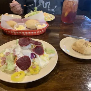 Salads and rolls So soft and the butter melts all thru the bread