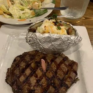8oz Ribeye Loaded baked potato