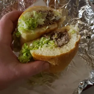 All steak and cheese (added lettuce)