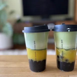 Mango matcha latte (25 &amp; 50% sweet)