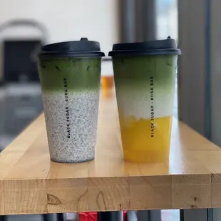 Sesame Matcha Latte, Mango Matcha Latte