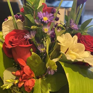 The flowers she chose and arranged were perfect.