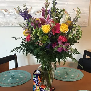 Awesome $80 bouquet of flowers. I order them the evening before and picked them up 10 o&apos;clock the next morning.