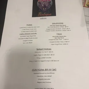 Menu for their catered event at CraftHaus