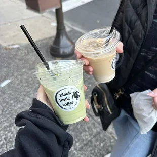 Iced Matcha Latte and Iced Latte