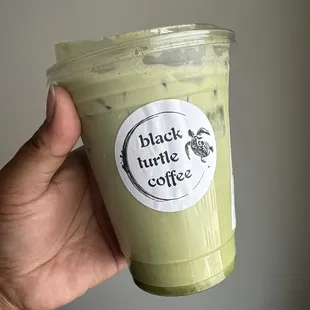 Iced matcha latte + Lavender Syrup