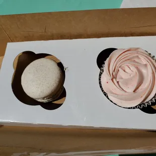 Churro Macaron, Chocolate Raspberry Cupcake