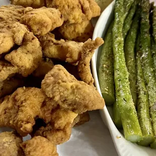 Gator Bites w/Grilled Asparagus