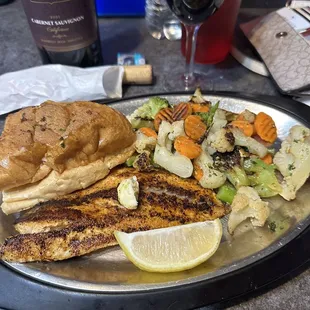 Blackened Redfish with Grilled veggies
