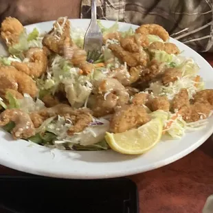 Popcorn shrimp salad