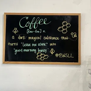 a coffee menu